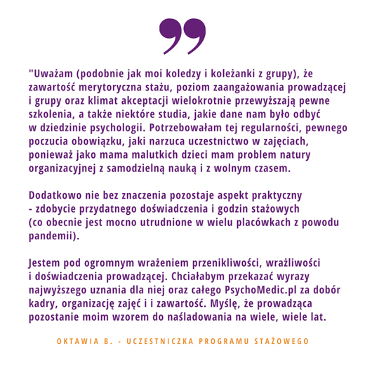 Staż Psycholog-Praktyk Opinia Oktawii